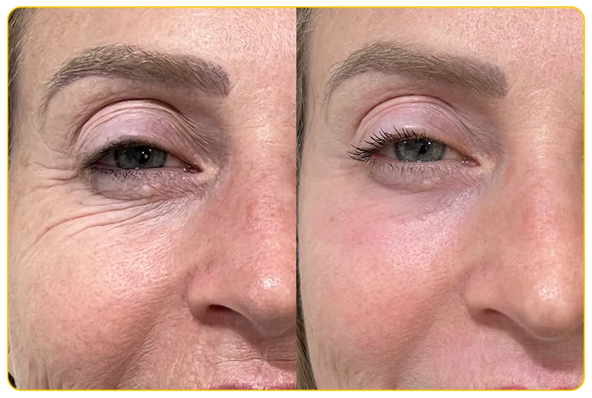 Antes e depois — área dos olhos da Sônia R. após uso contínuo do Celimax